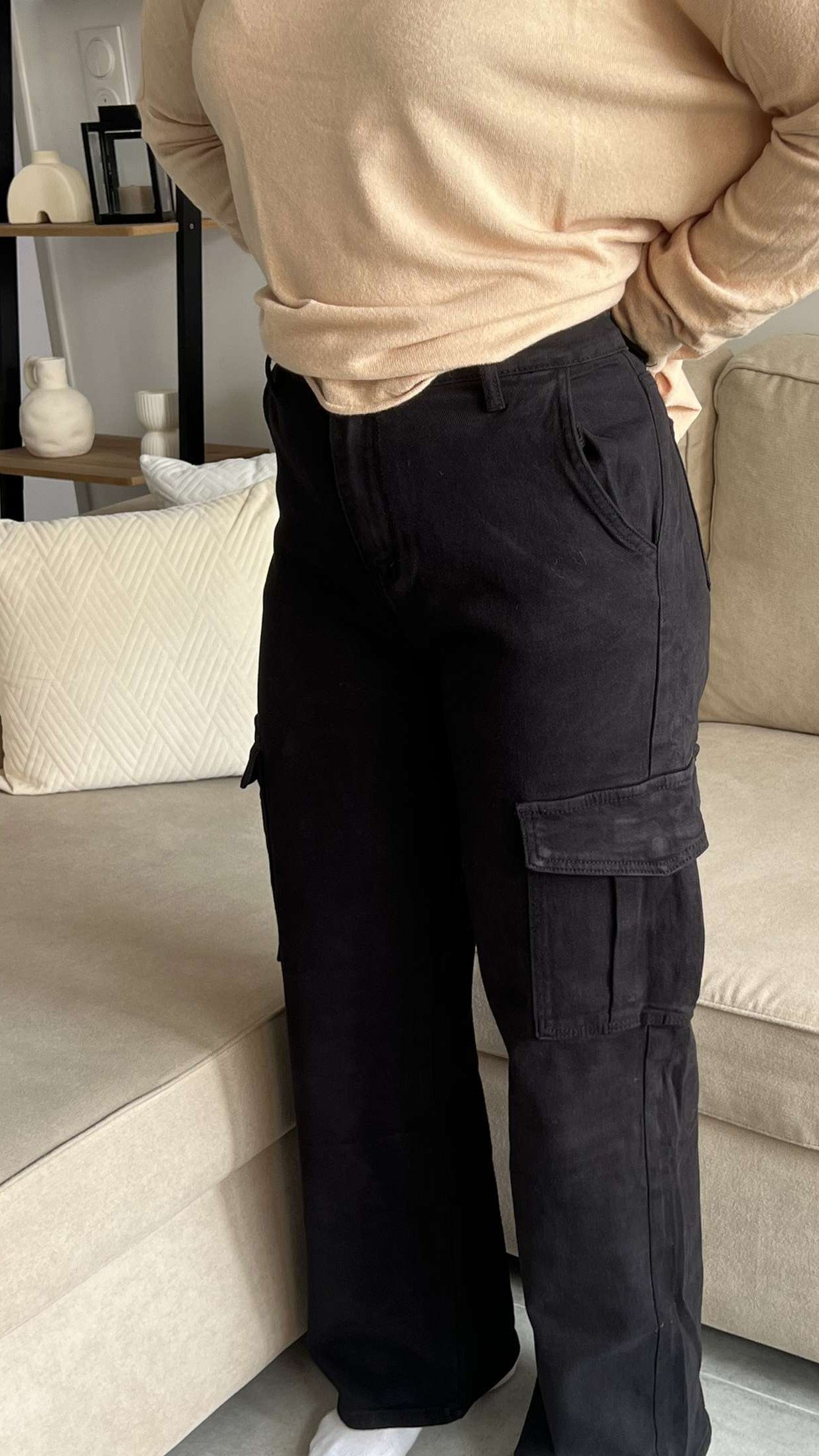 Pantalon Cargo Femme Noir – Tendance